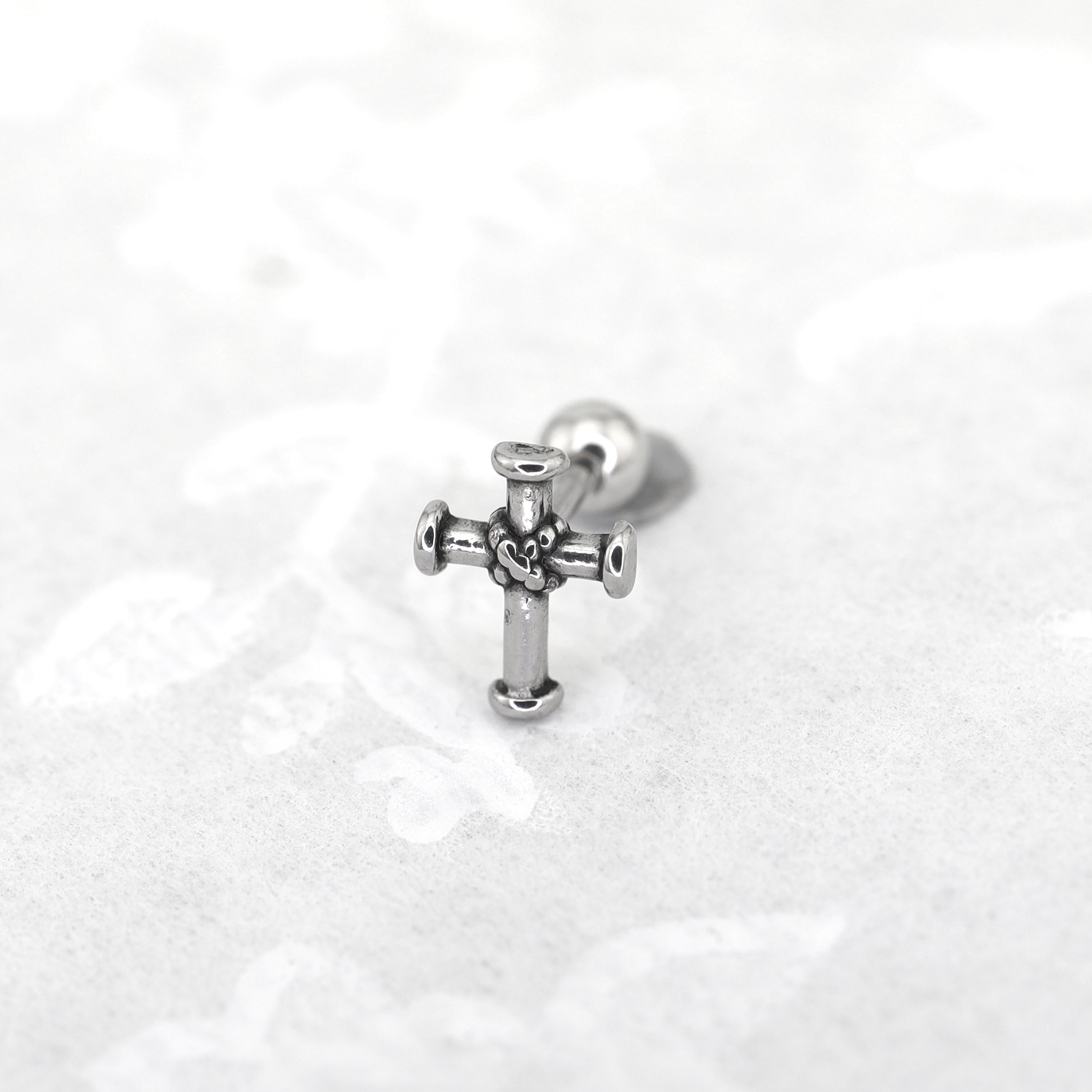 Bondage Cross Stainless Steel Ear Stud - Bondage Cross Stainless Steel Ear Stud - Single by CRUXJEWELRY