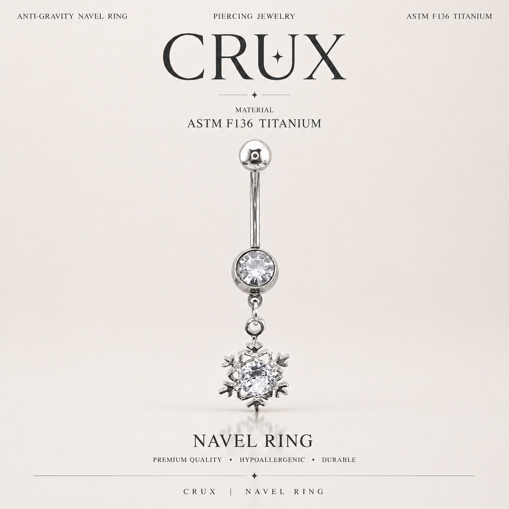 Snowflake CZ Dangle Titanium Belly Ring
