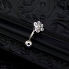 Cat Paw CZ Stainless Steel Navel Ring - Cat Paw CZ Stainless Steel Navel Ring - Default Title by CRUXJEWELRY