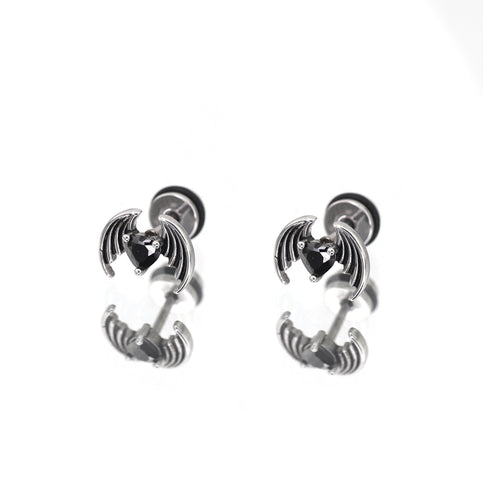 Bat Black CZ Stainless Steel Ear Stud - Bat Black CZ Stainless Steel Ear Stud - Default Title by CRUXJEWELRY