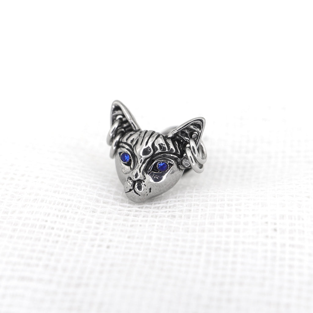 Blue Eye Cat Ear Stainless Steel Ear Stud - Blue Eye Cat Ear Stainless Steel Ear Stud - Default Title by CRUXJEWELRY