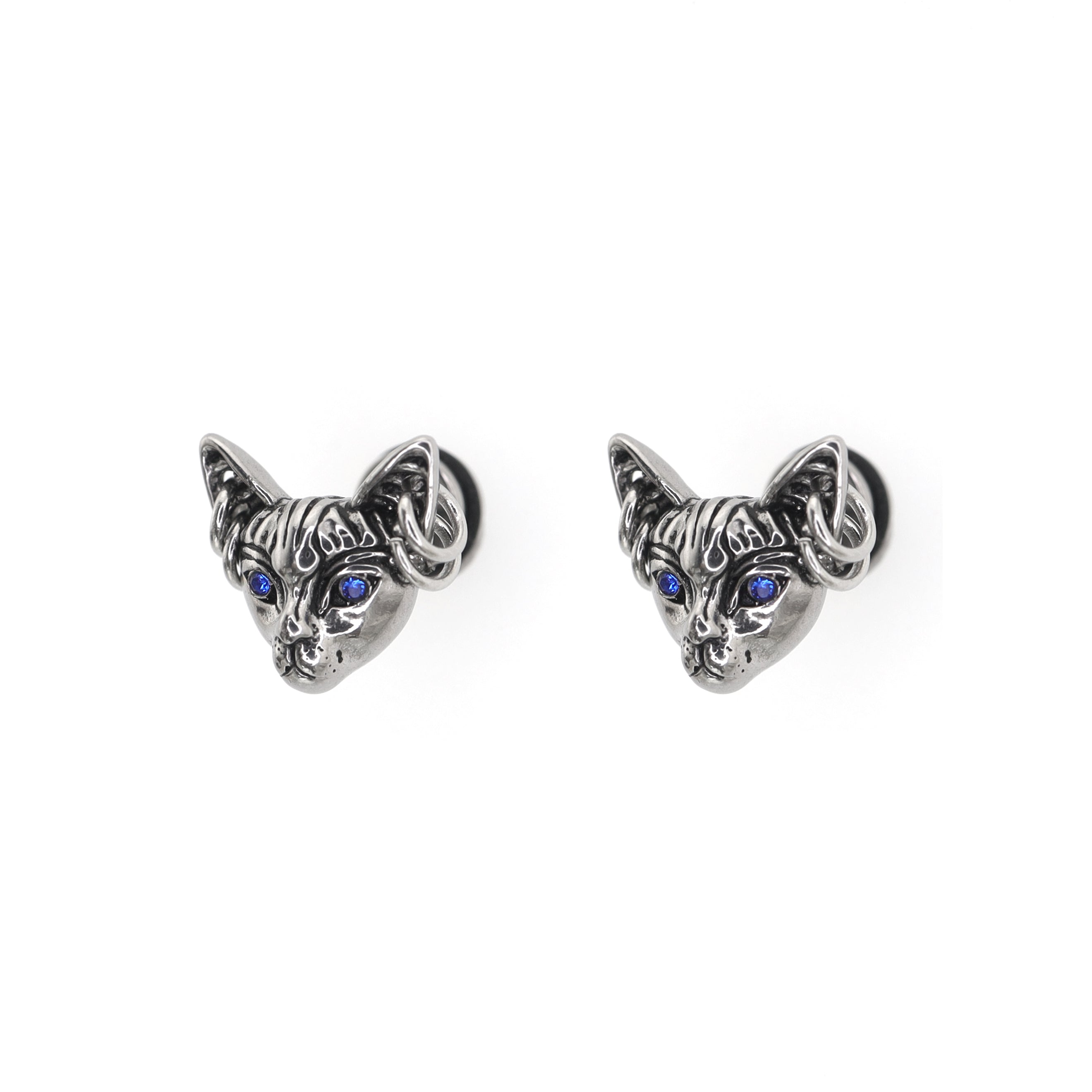 Blue Eye Cat Ear Stainless Steel Ear Stud - Blue Eye Cat Ear Stainless Steel Ear Stud - Default Title by CRUXJEWELRY