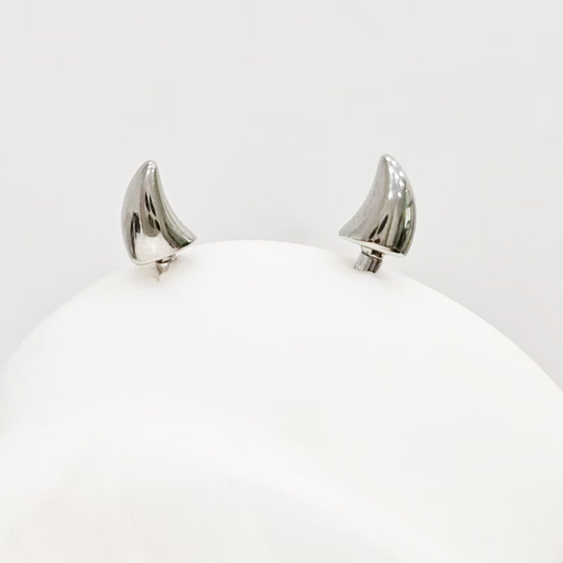 Devil Horn Internally Threaded stainless steel Ear Stud - Devil Horn Internally Threaded stainless steel Ear Stud - Single / 6mm by CRUXJEWELRY