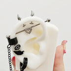 Devil Horn Internally Threaded stainless steel Ear Stud - Devil Horn Internally Threaded stainless steel Ear Stud - Single / 6mm by CRUXJEWELRY