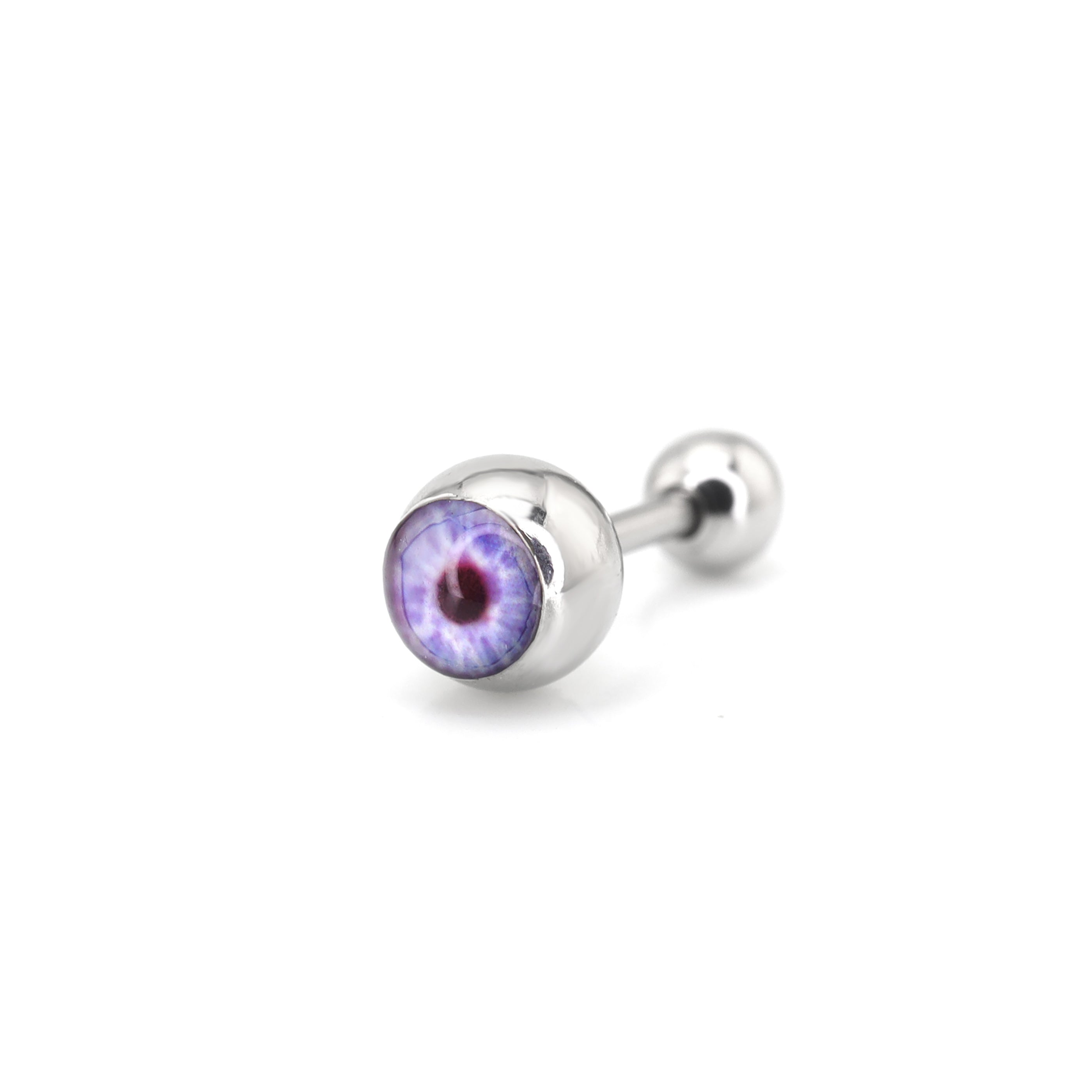 Demon Eye Ball Stainless Steel Ear Stud - Demon Eye Ball Stainless Steel Ear Stud - Purple / Single / 6mm by CRUXJEWELRY