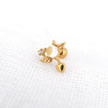 Heart Opal Wing stainless steel Ear Stud - Heart Opal Wing stainless steel Ear Stud - Single / gold by CRUXJEWELRY