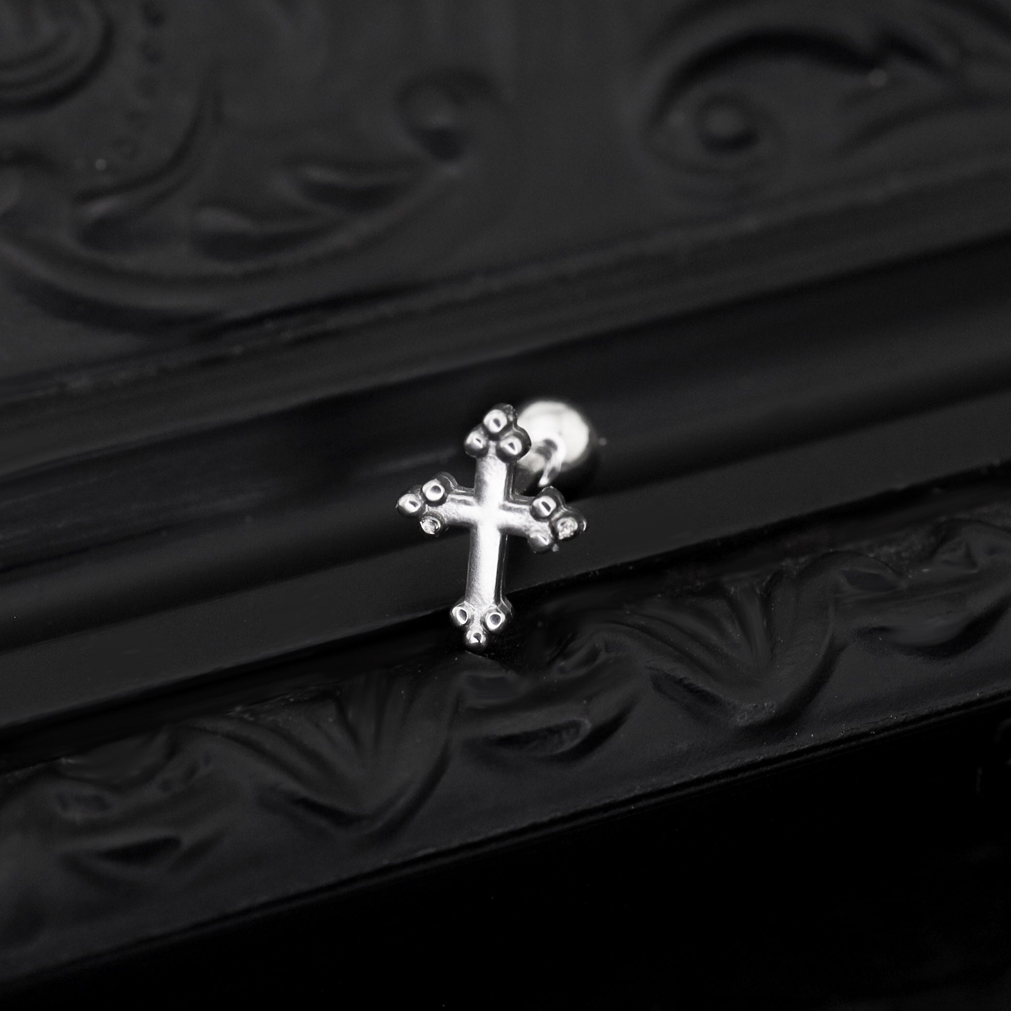 Cross with Ball Ends stainless steel Ear Stud - Cross with Ball Ends stainless steel Ear Stud - Single by CRUXJEWELRY