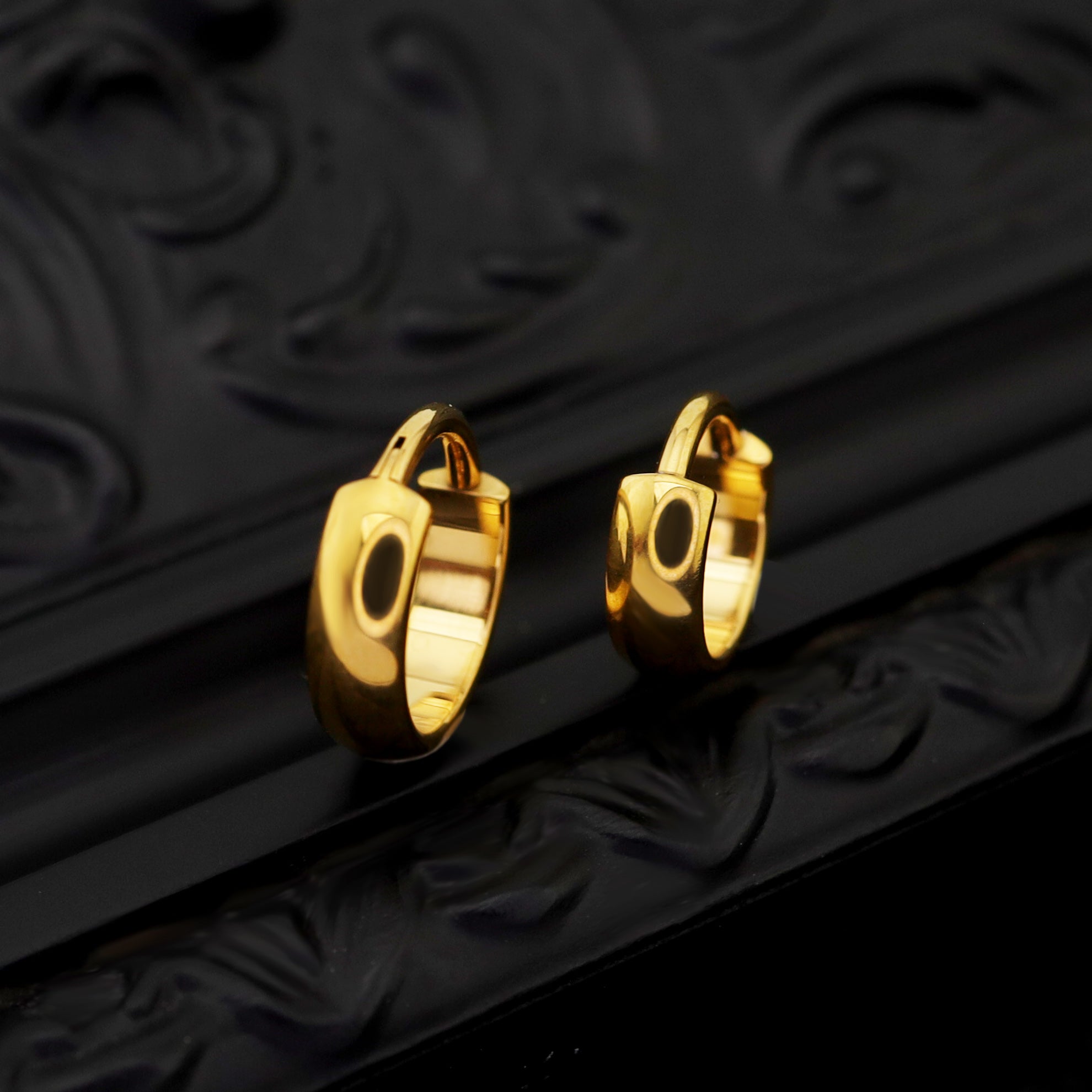 PAIR OF Wide Band Titanium Segment Hoop - PAIR OF Wide Band Titanium Segment Hoop - Gold / 8mm by CRUXJEWELRY