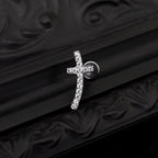 Curved Cross CZ Titanium Ear Stud - Curved Cross CZ Titanium Ear Stud - 6mm by CRUXJEWELRY