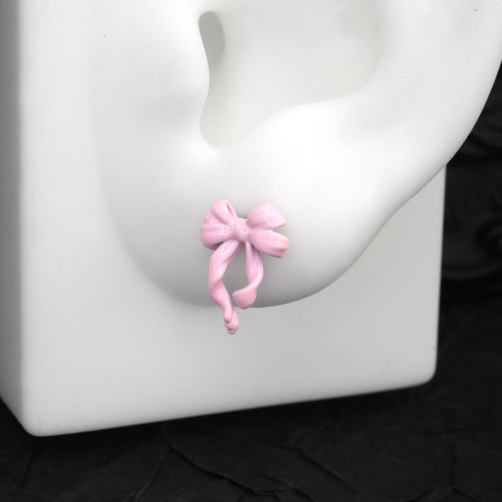 Bow Internally Threaded Stainless Steel Stud - Bow Internally Threaded Stainless Steel Stud - White / 6mm by CRUXJEWELRY