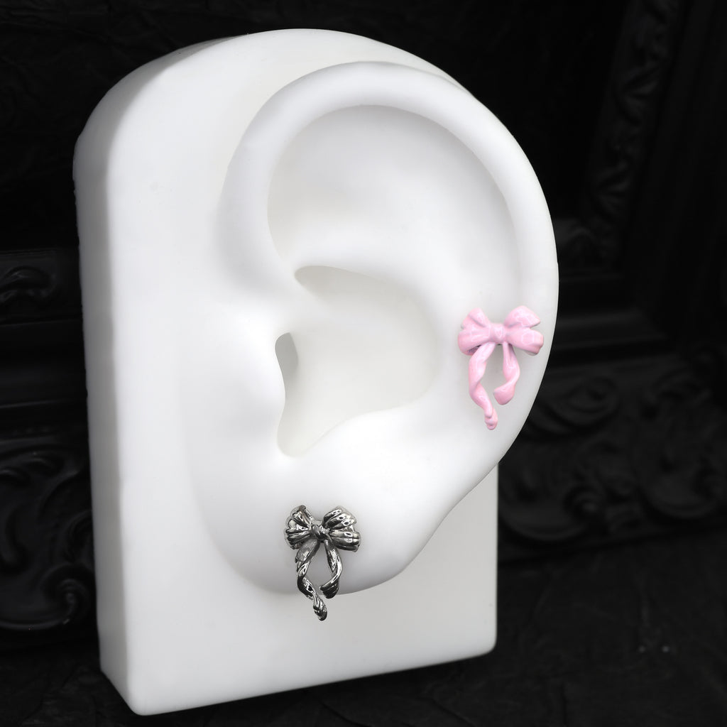 Bow Internally Threaded Stainless Steel Stud - Bow Internally Threaded Stainless Steel Stud - White / 6mm by CRUXJEWELRY