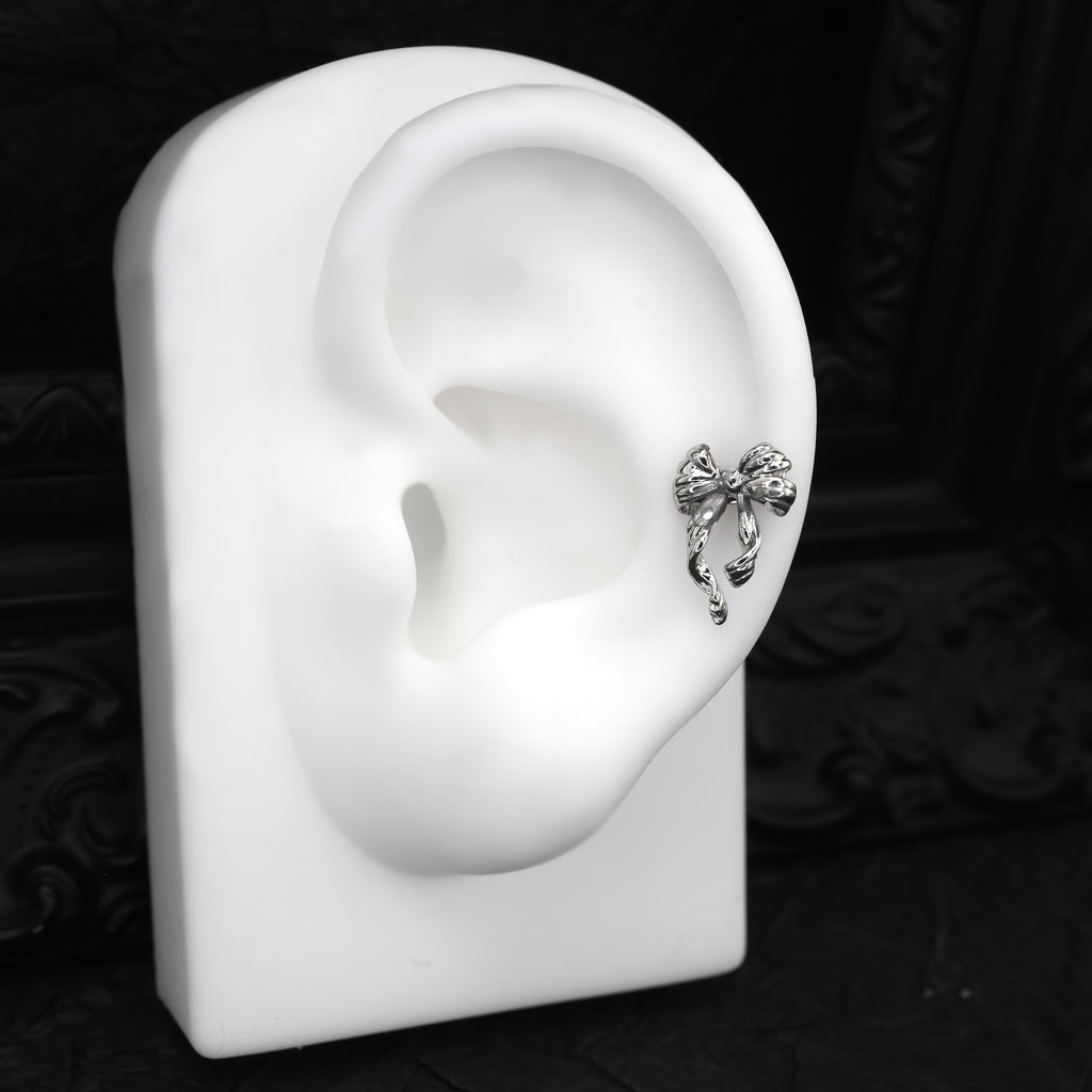 Bow Internally Threaded Stainless Steel Stud - Bow Internally Threaded Stainless Steel Stud - White / 6mm by CRUXJEWELRY