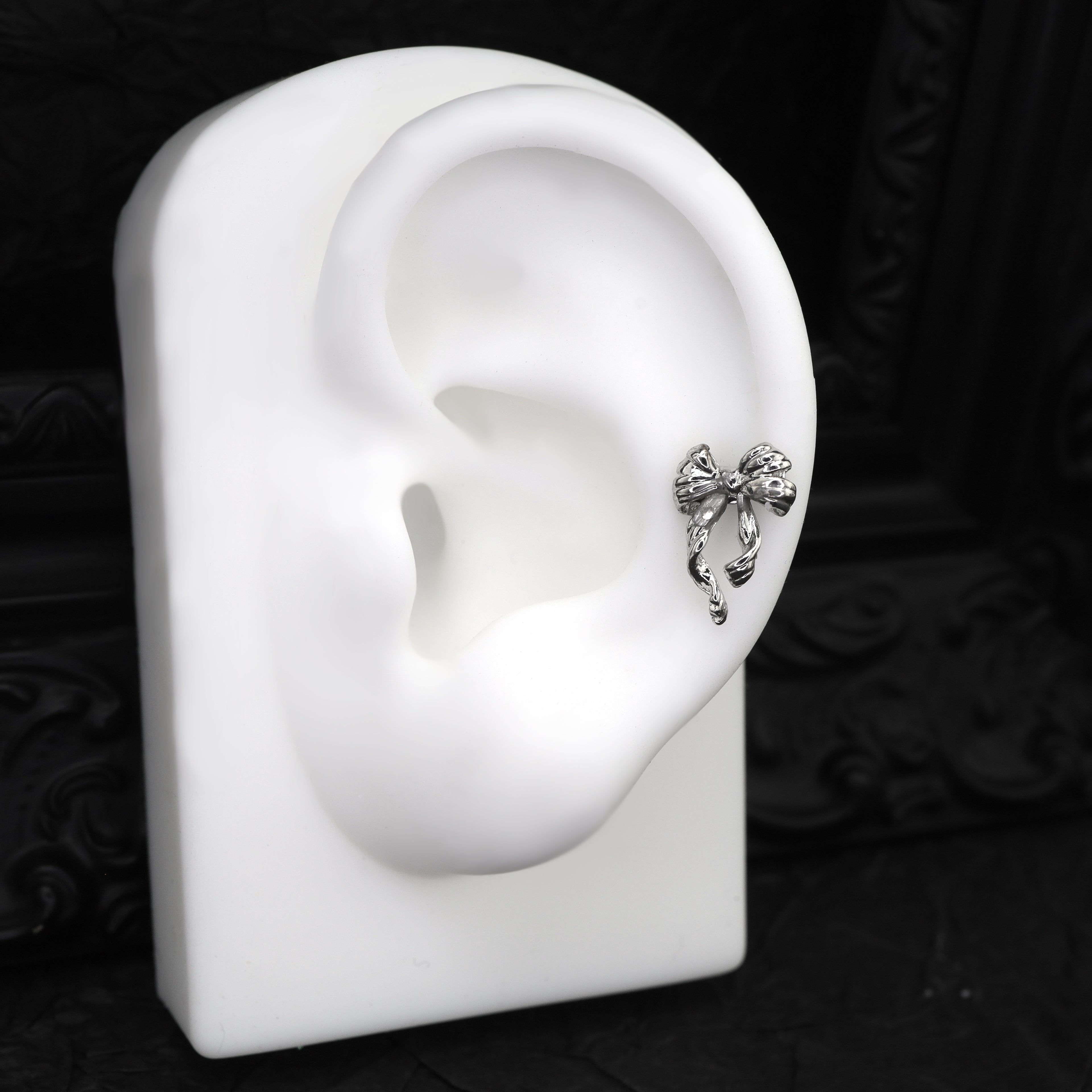 Bow Internally Threaded Stainless Steel Stud - Bow Internally Threaded Stainless Steel Stud - White / 6mm by CRUXJEWELRY