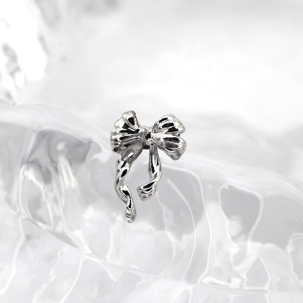 Bow Internally Threaded Stainless Steel Stud - Bow Internally Threaded Stainless Steel Stud - White / 6mm by CRUXJEWELRY