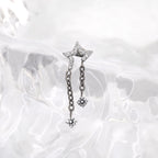 Pentagram CZ Internally Threaded Titanium Dangle Ear Stud - Pentagram CZ Internally Threaded Titanium Dangle Ear Stud - 6mm by CRUXJEWELRY