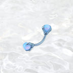 Multicolored Dragon Claw Opal Internally Threaded Titanium Curved Barbell - Multicolored Dragon Claw Opal Internally Threaded Titanium Curved Barbell - Nebula Blue / 6mm by CRUXJEWELRY