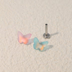 Colorful Resin Butterfly Internally Threaded Stud - Colorful Resin Butterfly Internally Threaded Stud - Blue / Single / 6mm by CRUXJEWELRY