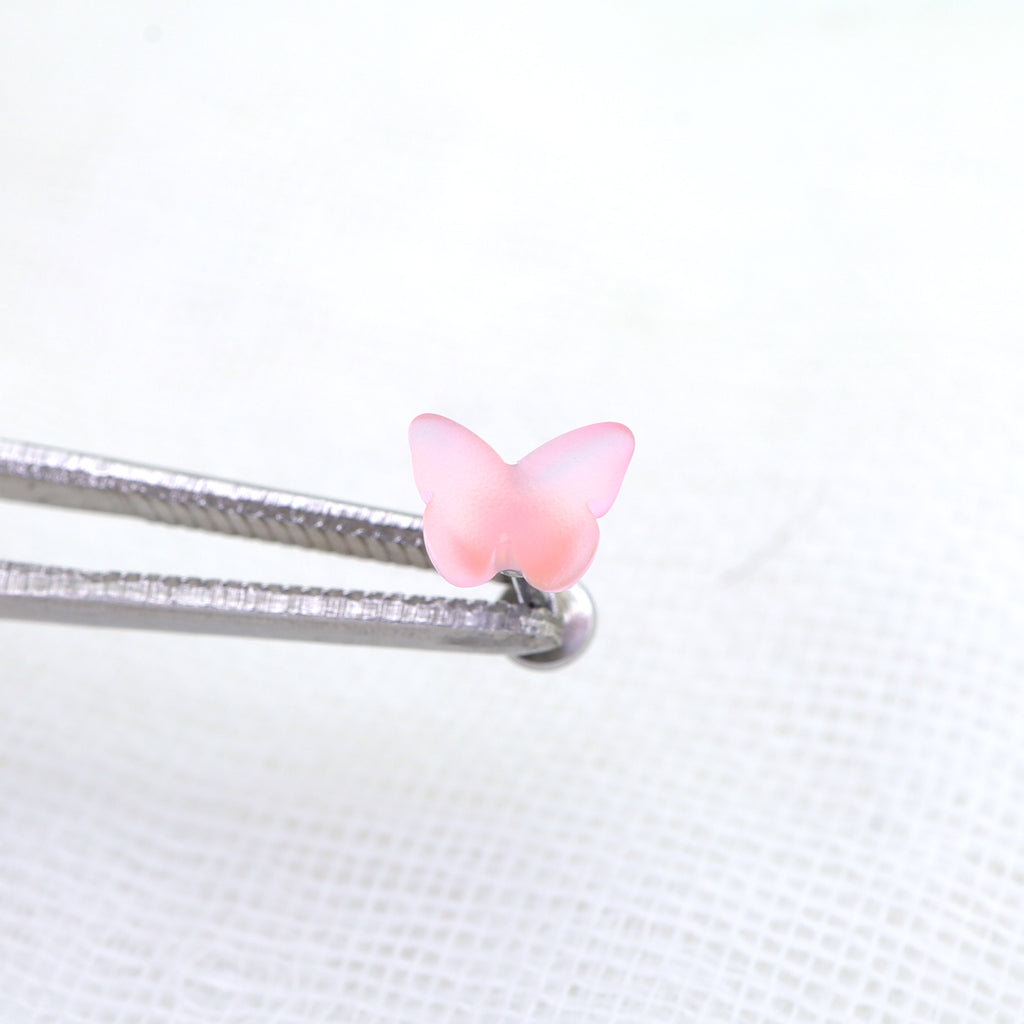 Colorful Resin Butterfly Internally Threaded Stud - Colorful Resin Butterfly Internally Threaded Stud - Blue / Single / 6mm by CRUXJEWELRY