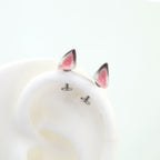 Paws & Purrs - PAIR OF Wolf Ear Internally Threaded Titanium Stud - Paws & Purrs - PAIR OF Wolf Ear Internally Threaded Titanium Stud - Flat-Back / 6mm by CRUXJEWELRY