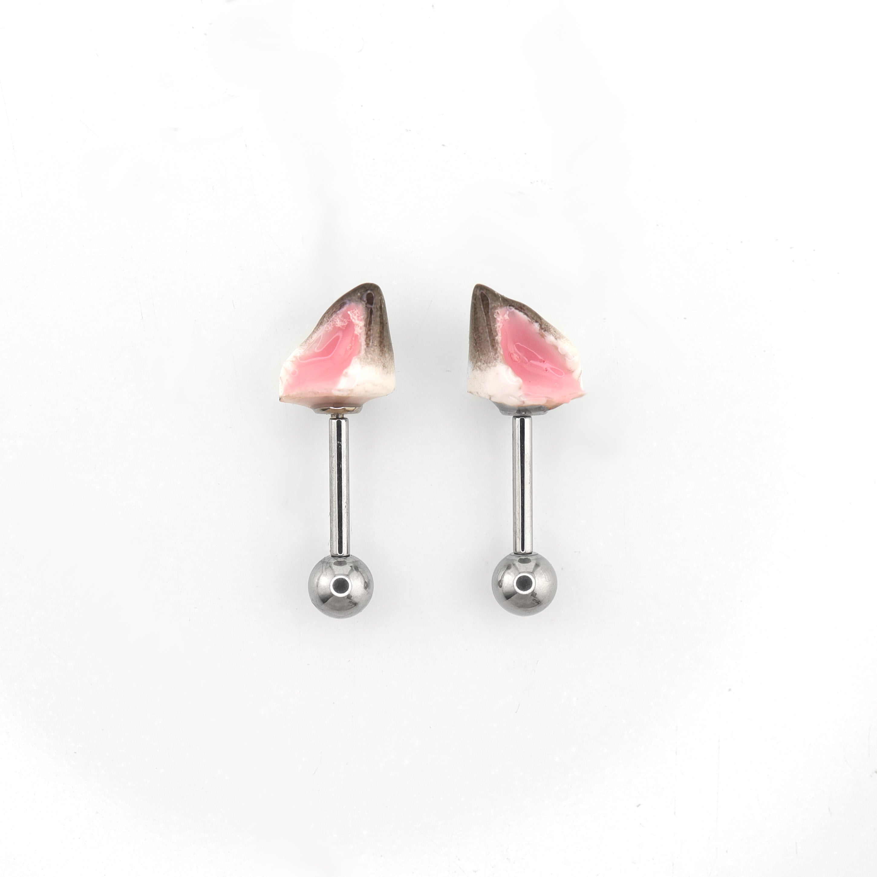 Paws & Purrs - PAIR OF Wolf Ear Internally Threaded Titanium Stud - Paws & Purrs - PAIR OF Wolf Ear Internally Threaded Titanium Stud - Ball-End / 6mm by CRUXJEWELRY