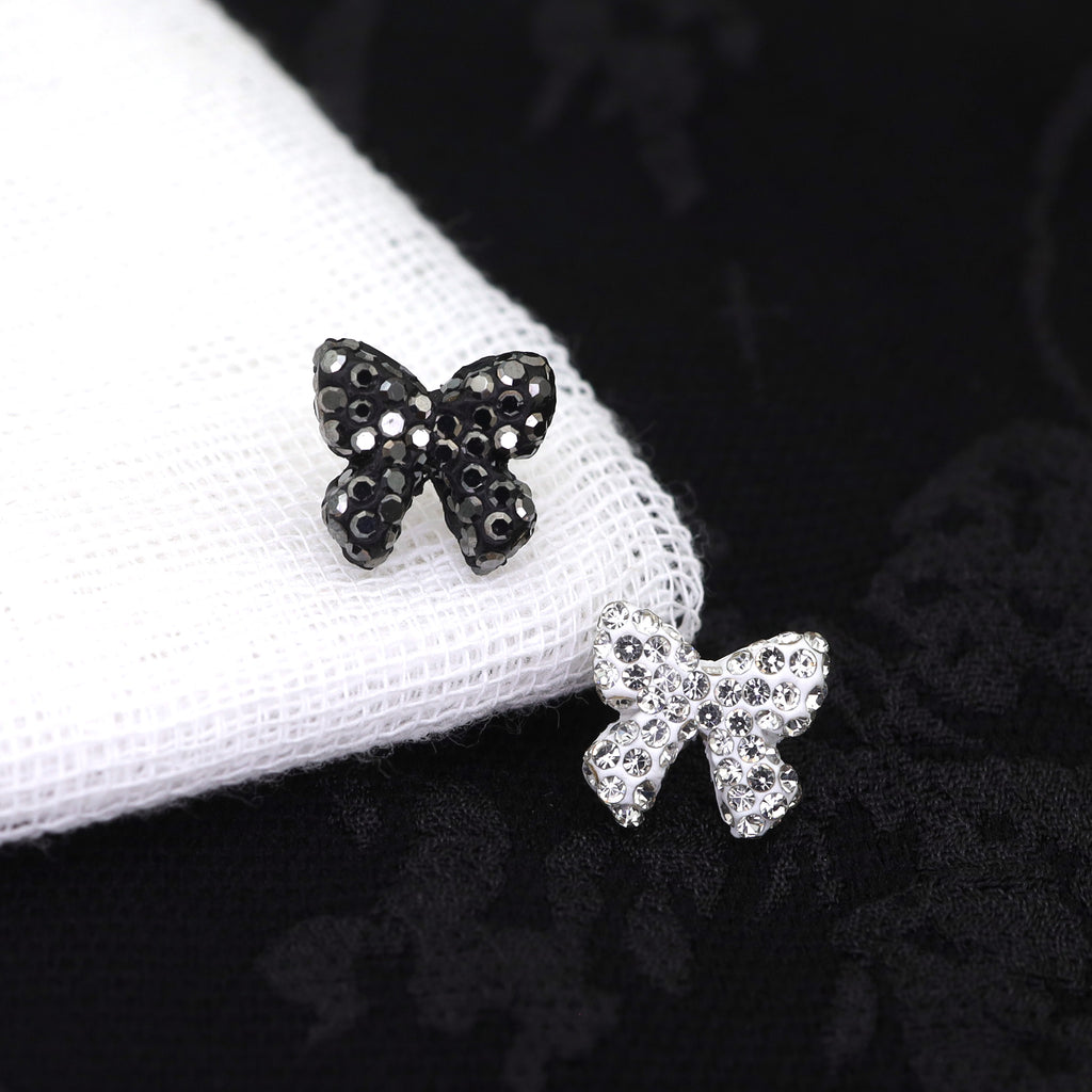 Full CZ Bow Tie Ear Stud - Full CZ Bow Tie Ear Stud - White / Single by CRUXJEWELRY