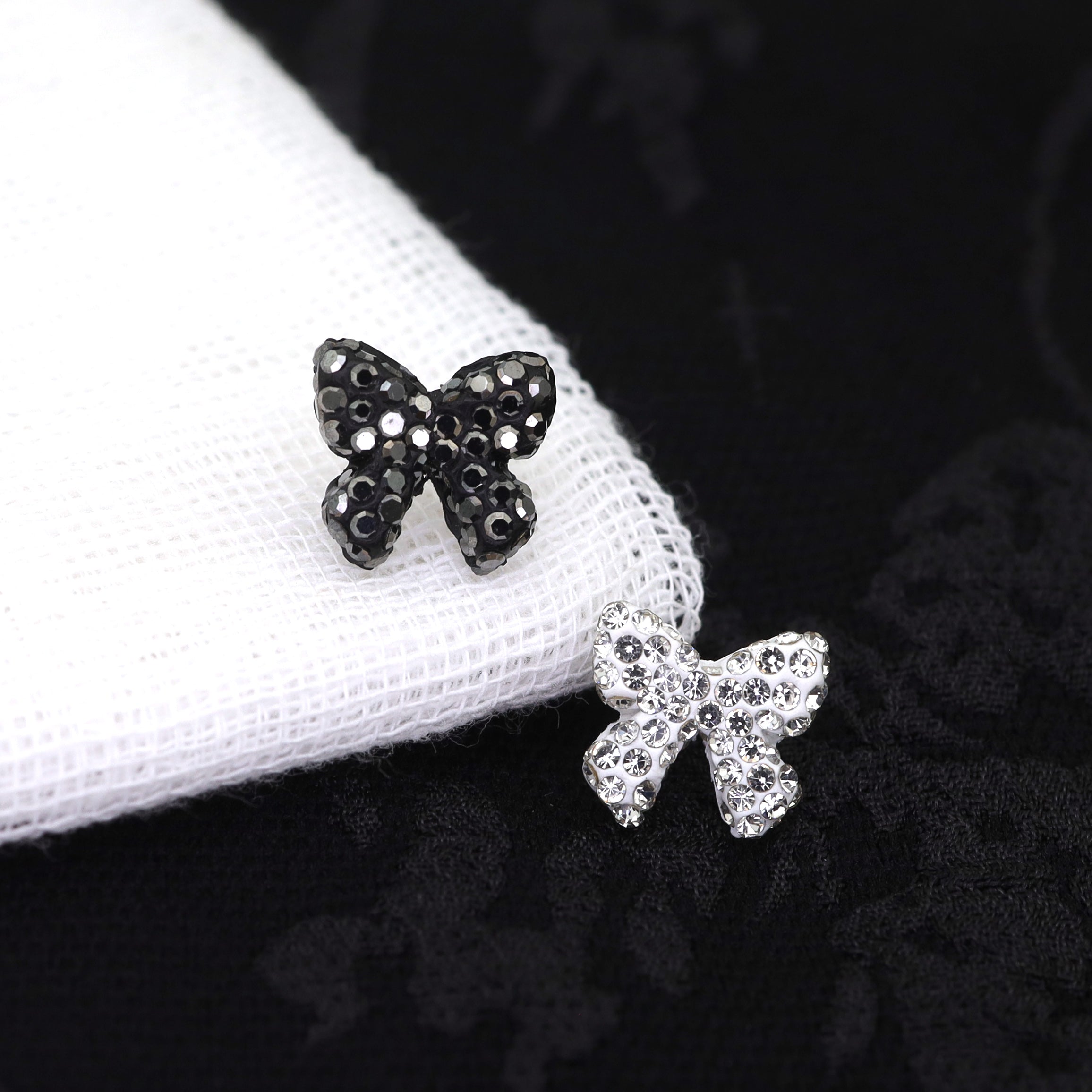 Full CZ Bow Tie Ear Stud - Full CZ Bow Tie Ear Stud - White / Single by CRUXJEWELRY