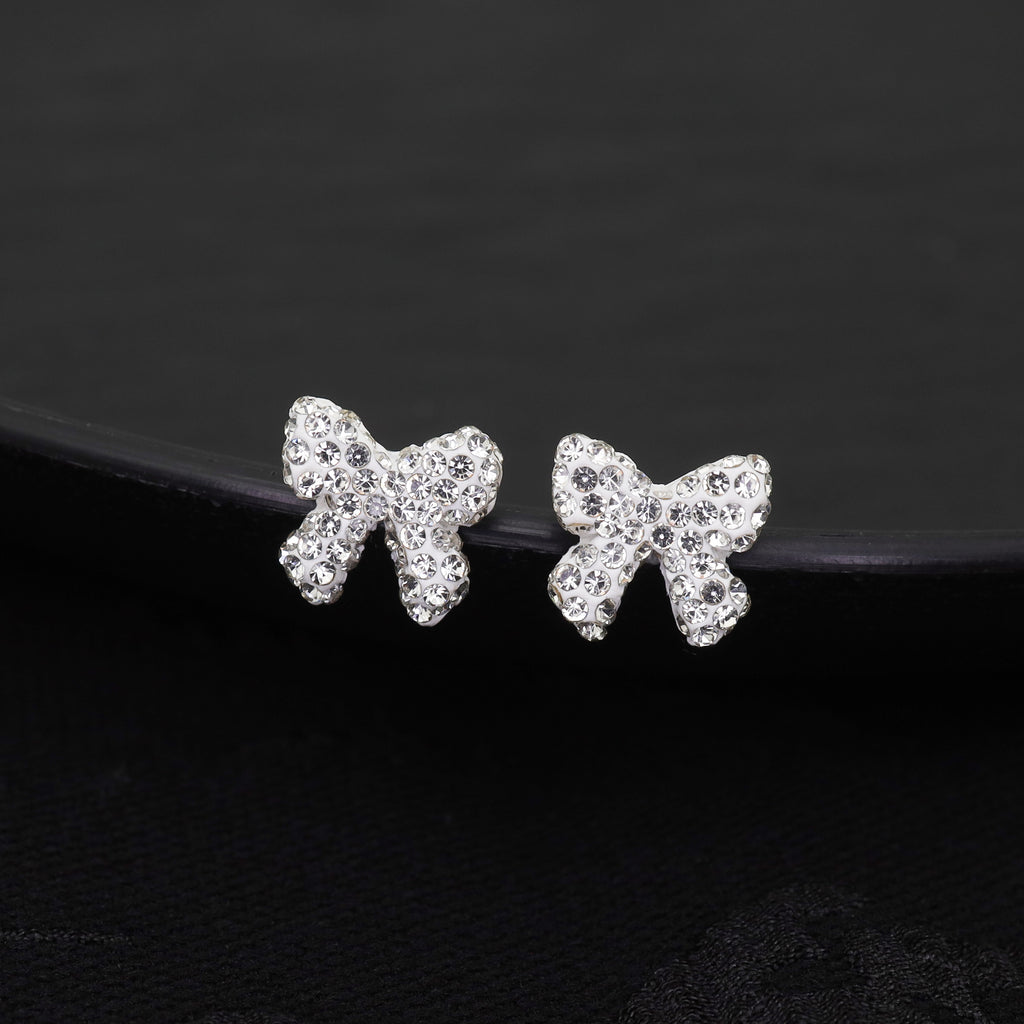 Full CZ Bow Tie Ear Stud - Full CZ Bow Tie Ear Stud - White / Single by CRUXJEWELRY