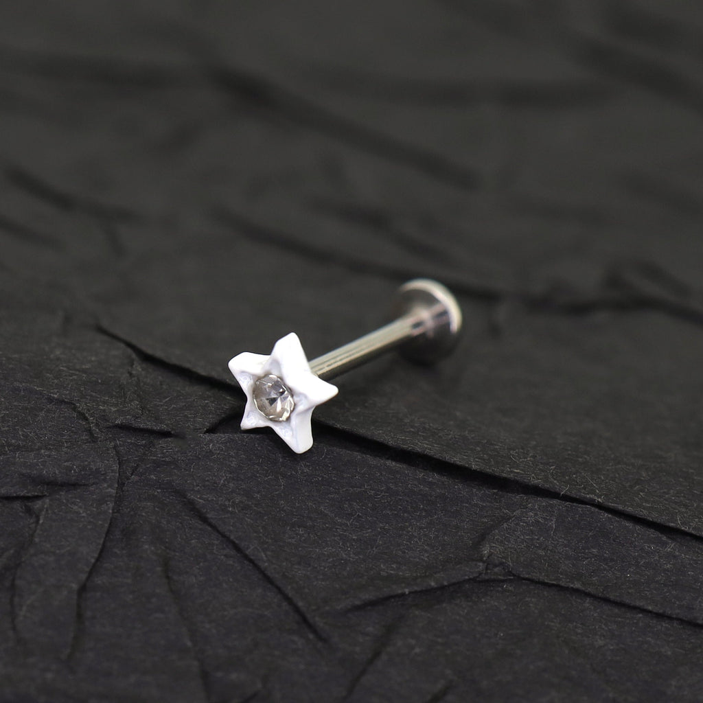CZ & Resin Star Internally Threaded Stud - CZ & Resin Star Internally Threaded Stud - Radiant White / 6mm by CRUXJEWELRY