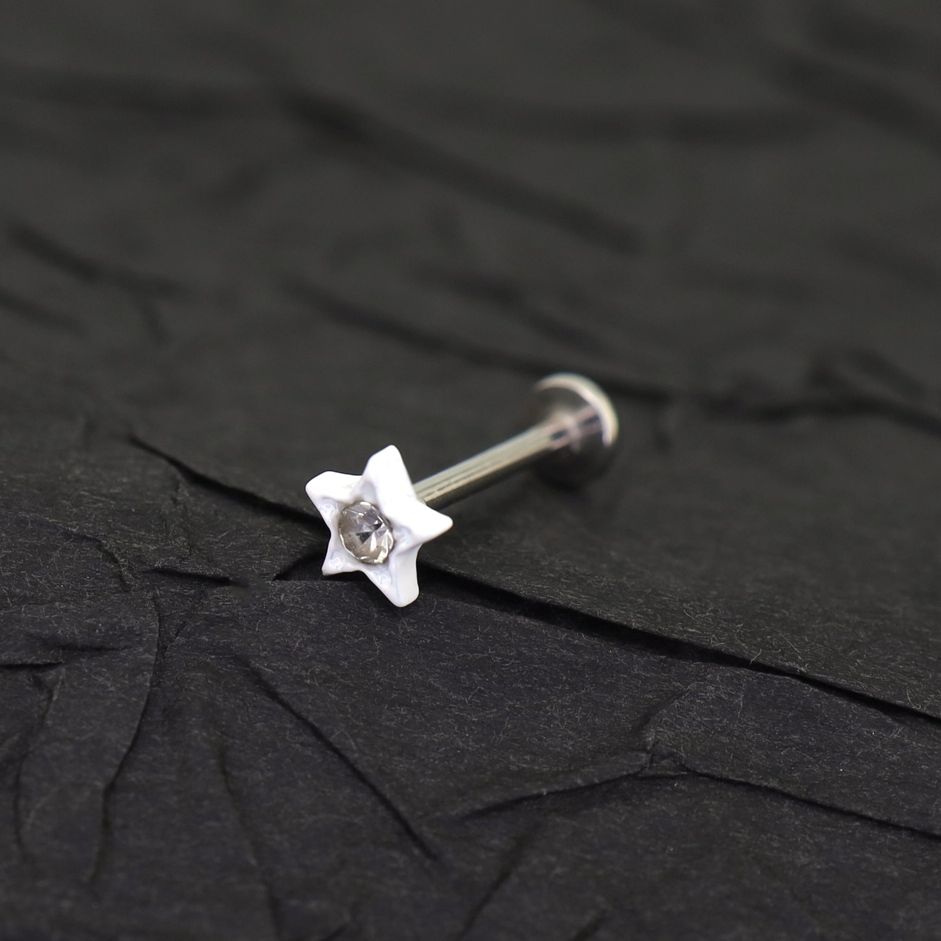 CZ & Resin Star Internally Threaded Stud - CZ & Resin Star Internally Threaded Stud - Radiant White / 6mm by CRUXJEWELRY