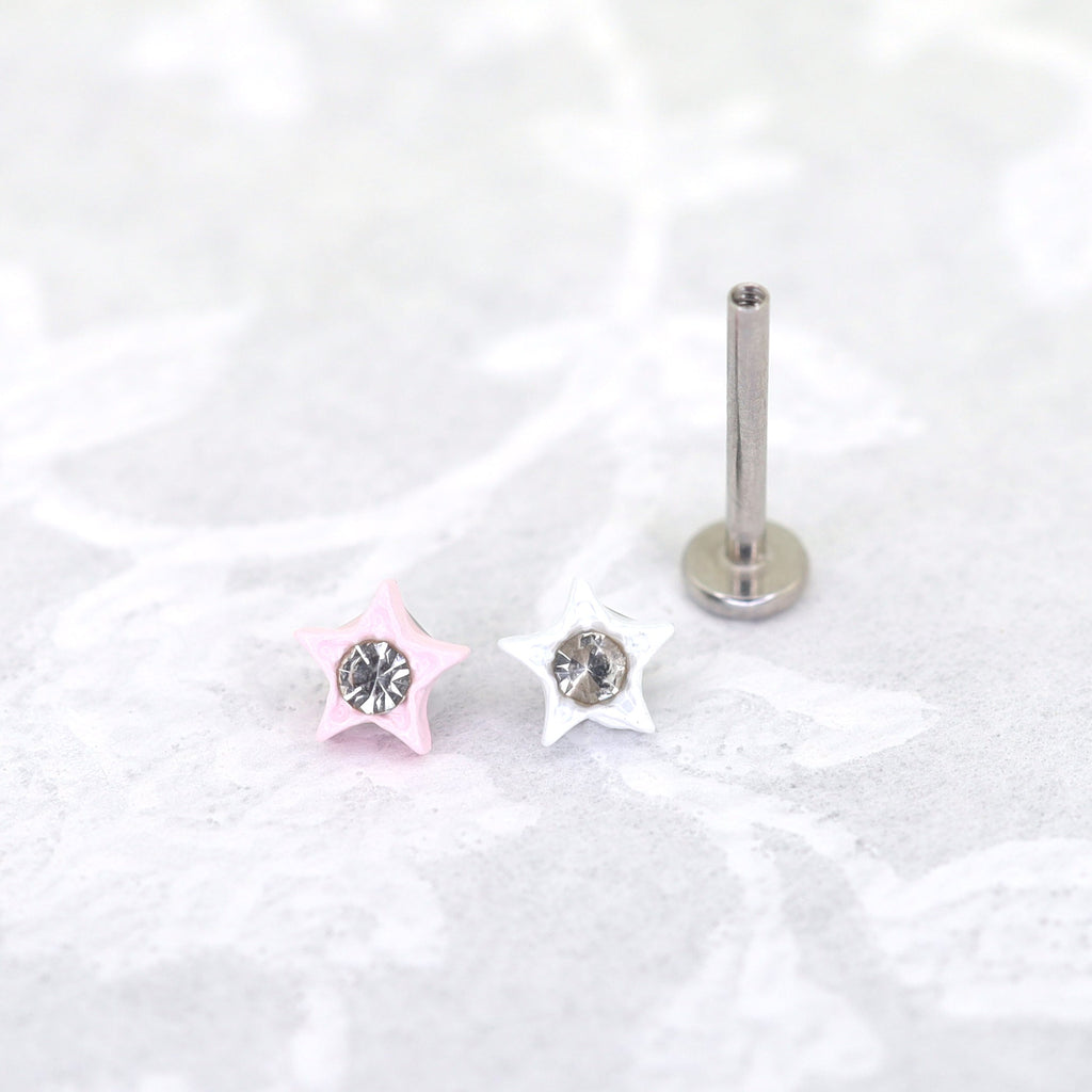CZ & Resin Star Internally Threaded Stud - CZ & Resin Star Internally Threaded Stud - Radiant White / 6mm by CRUXJEWELRY