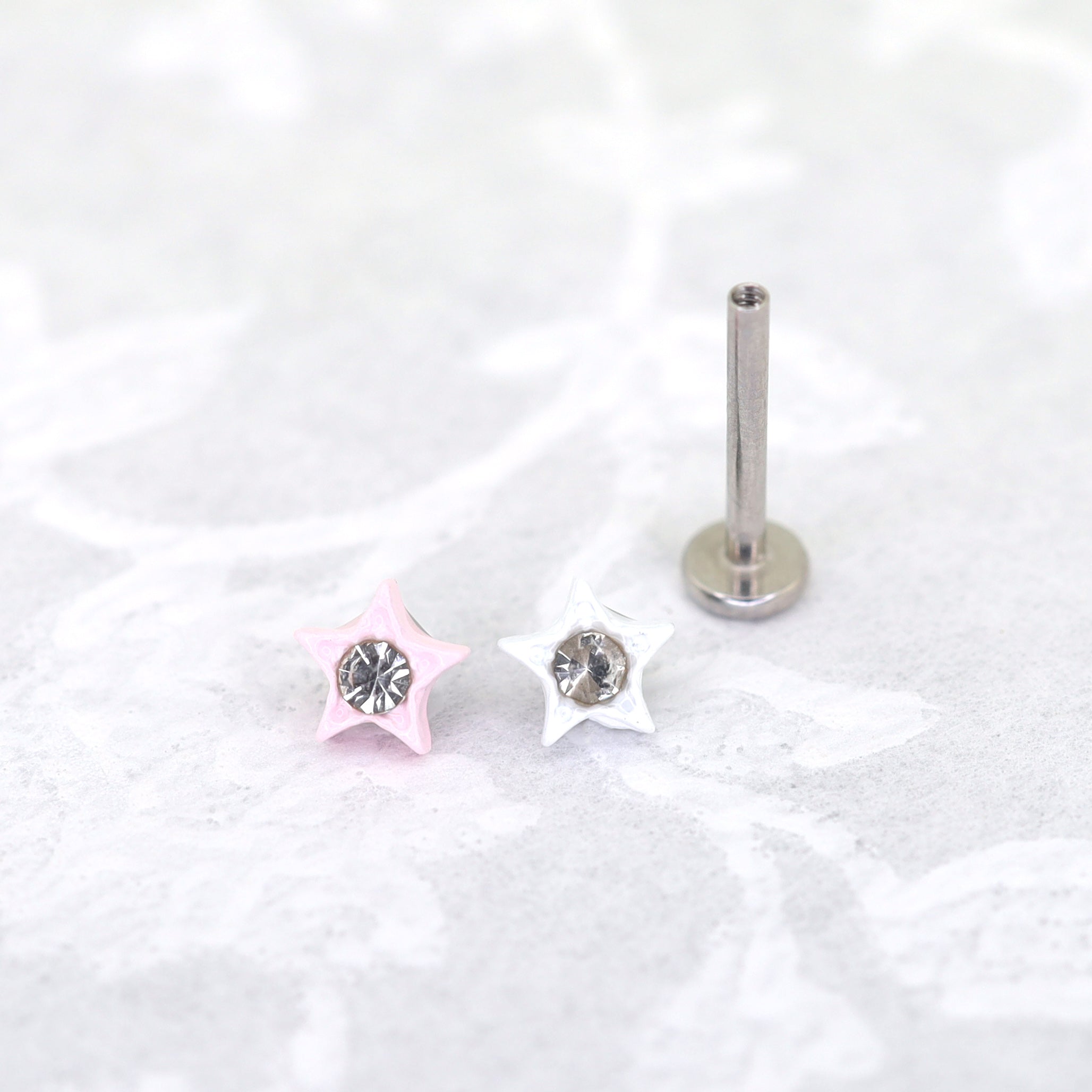 CZ & Resin Star Internally Threaded Stud - CZ & Resin Star Internally Threaded Stud - Radiant White / 6mm by CRUXJEWELRY