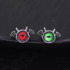 Red & Green Demon Wing stainless steel Ear Stud - Red & Green Demon Wing stainless steel Ear Stud - Red / Single by CRUXJEWELRY