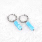 Eastern Aesthetics - Blue Jade Titanium Pendant Ear Ring - Eastern Aesthetics - Blue Jade Titanium Pendant Ear Ring - Single / 8mm by CRUXJEWELRY