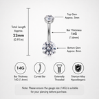 Runder Bauchnabelpiercing aus Titan mit Zirkonia 