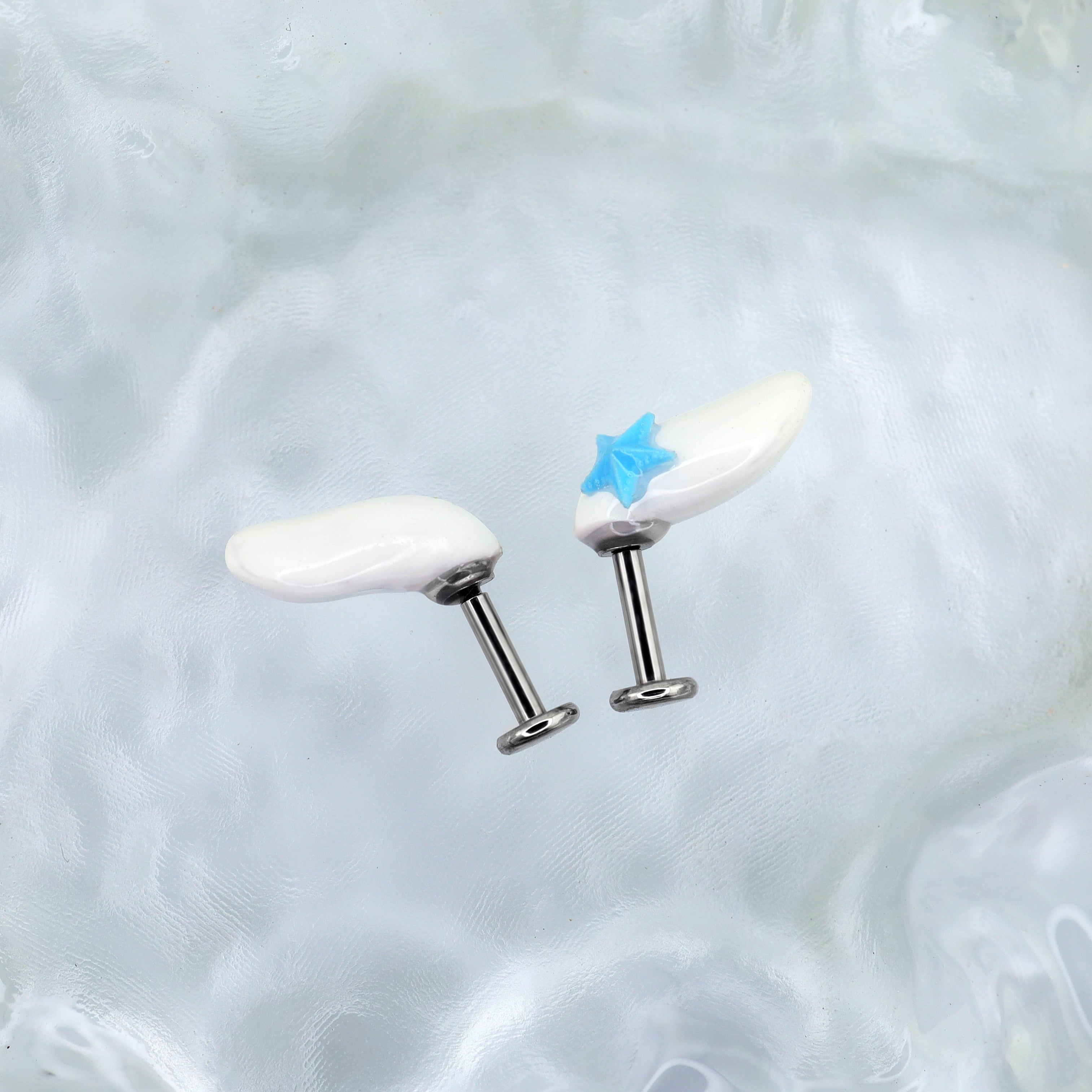 Paws & Purrs - Cute Cinnamoroll Titanium Ear Stud - Paws & Purrs - Cute Cinnamoroll Titanium Ear Stud - 6mm by CRUXJEWELRY