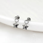 3D Pentagram Titanium Pendant Stud - 3D Pentagram Titanium Pendant Stud - 6mm by CRUXJEWELRY