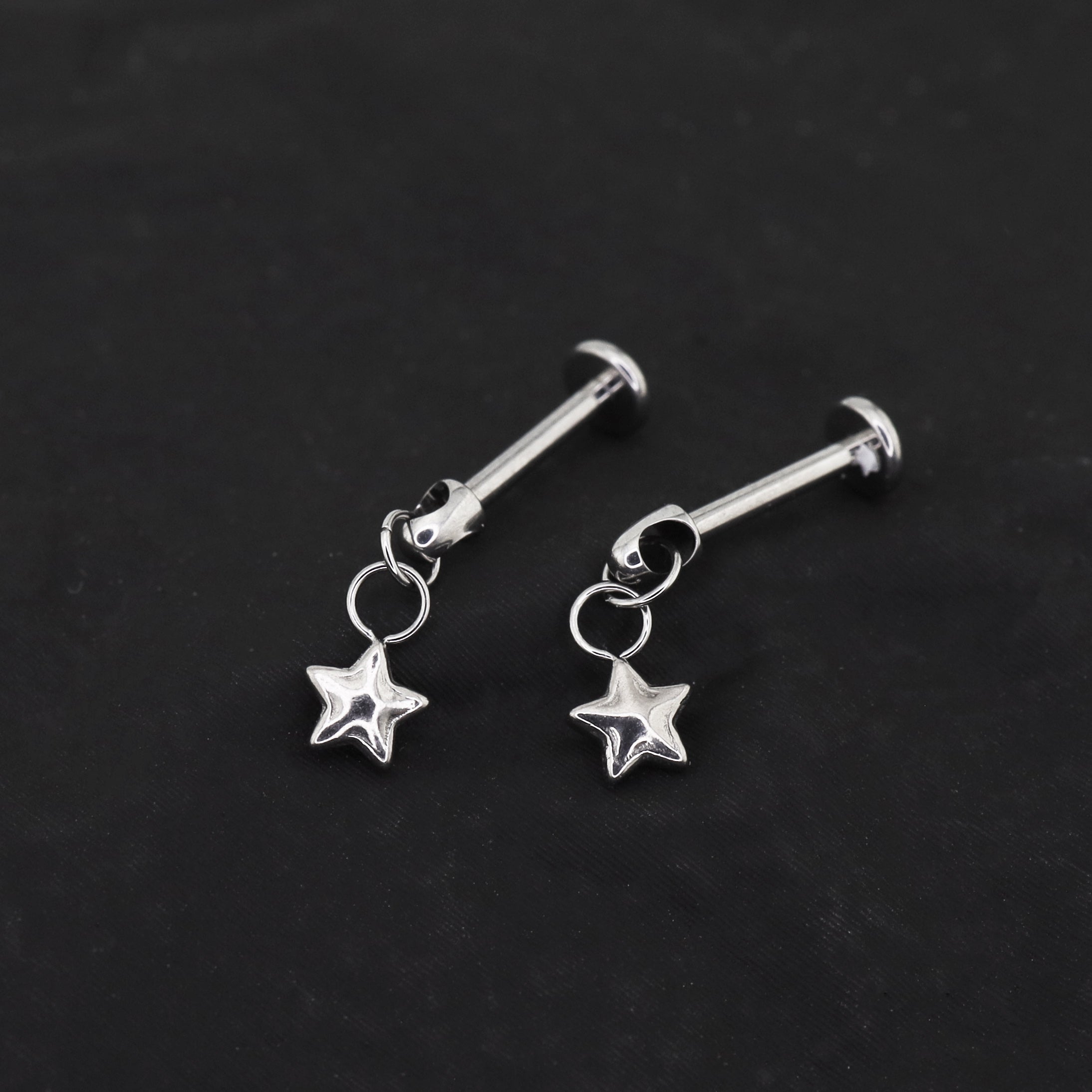 3D Pentagram Titanium Pendant Stud - 3D Pentagram Titanium Pendant Stud - 6mm by CRUXJEWELRY