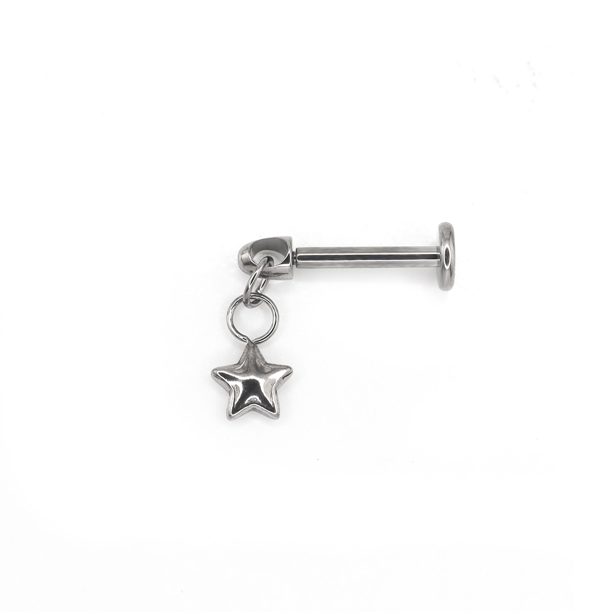 3D Pentagram Titanium Pendant Stud - 3D Pentagram Titanium Pendant Stud - 6mm by CRUXJEWELRY