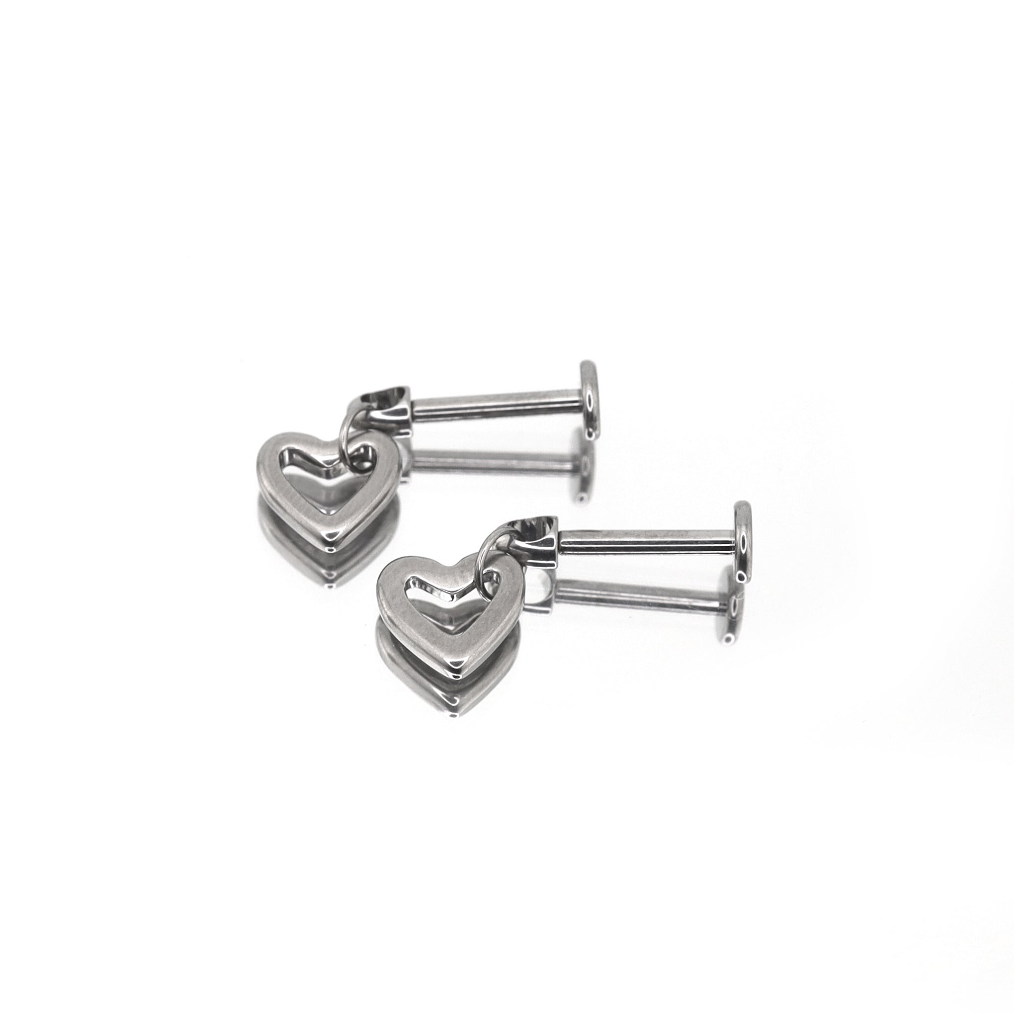 Titanium Heart Titanium Pendant Stud - Titanium Heart Titanium Pendant Stud - 6mm by CRUXJEWELRY