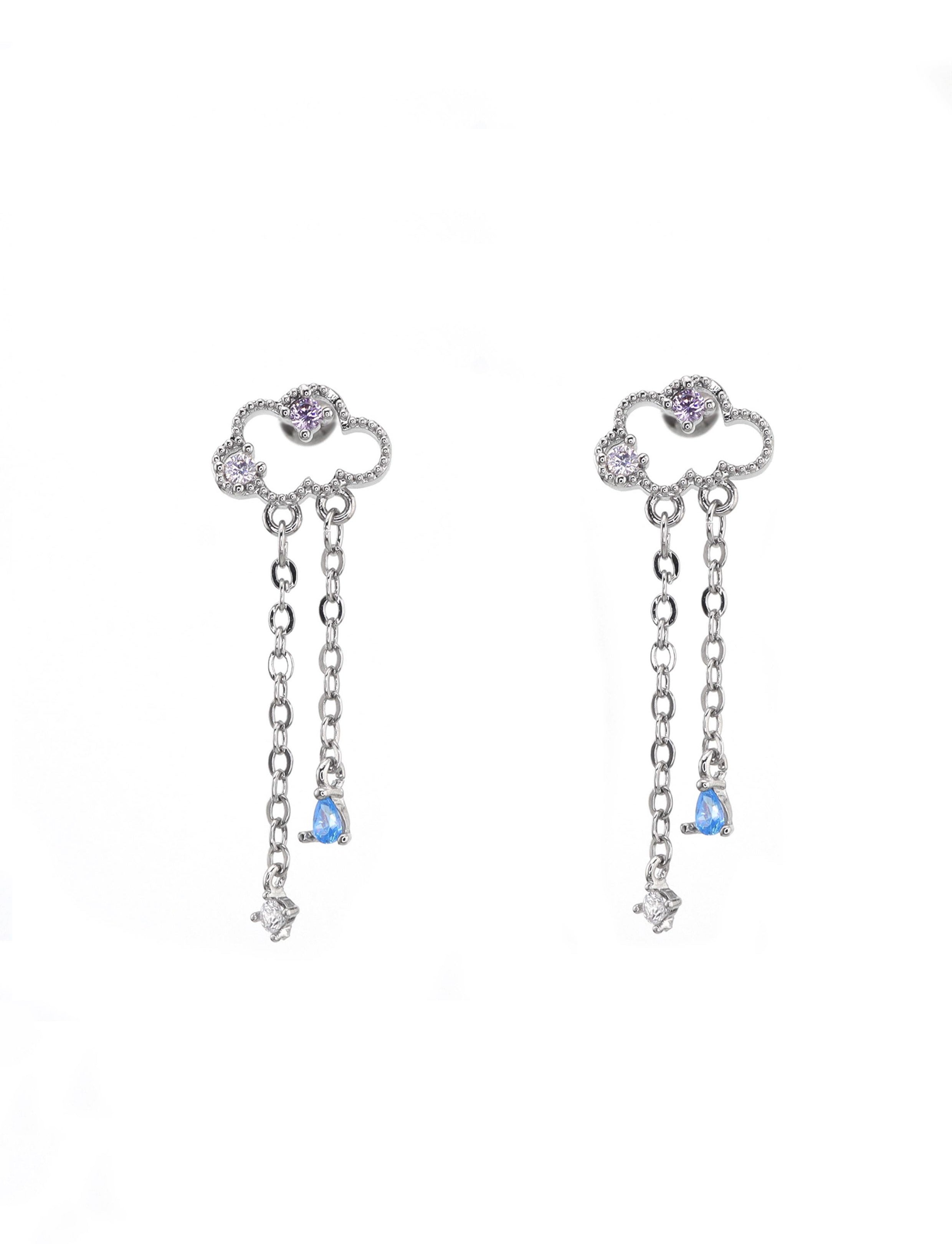 Cloud & Raindrop Pendant Ear Stud - Cloud & Raindrop Pendant Ear Stud - Set by CRUXJEWELRY