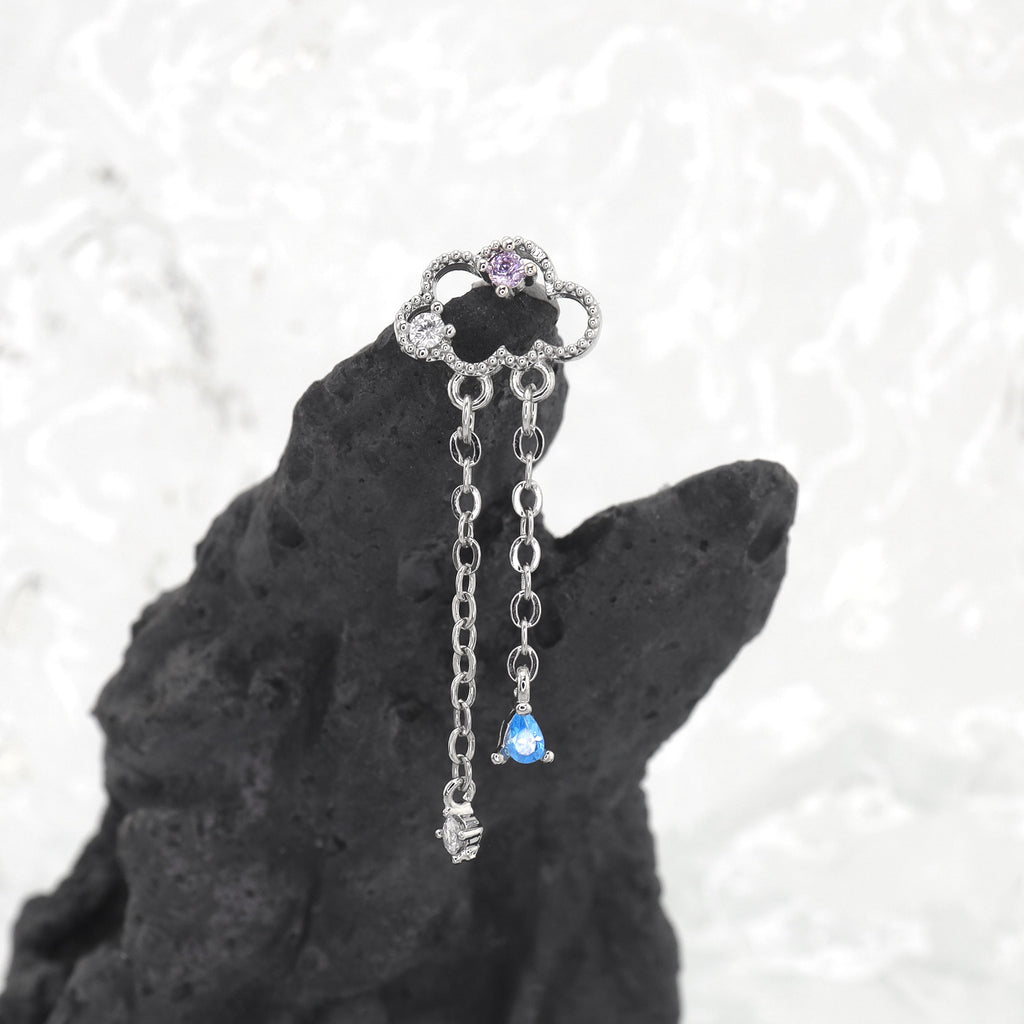 Cloud & Raindrop Pendant Ear Stud - Cloud & Raindrop Pendant Ear Stud - Single by CRUXJEWELRY