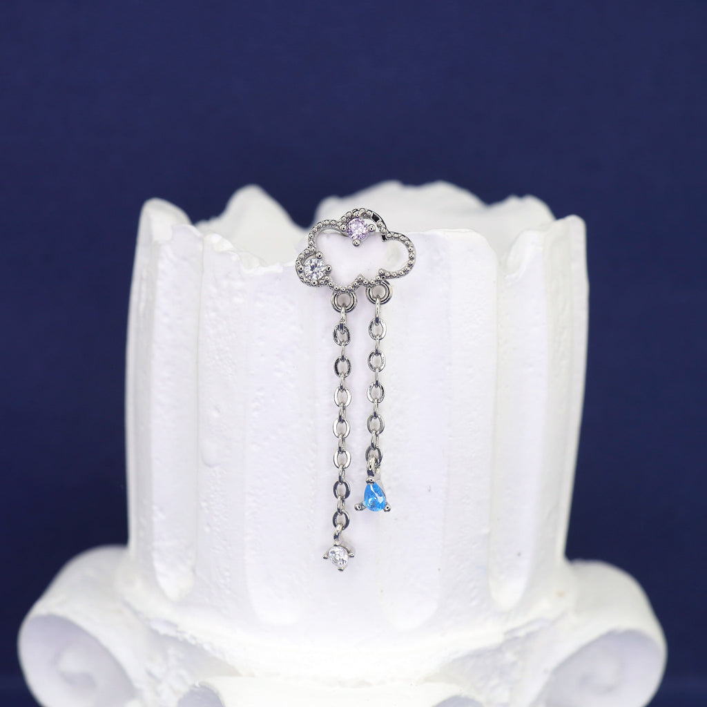 Cloud & Raindrop Pendant Ear Stud - Cloud & Raindrop Pendant Ear Stud - Single by CRUXJEWELRY