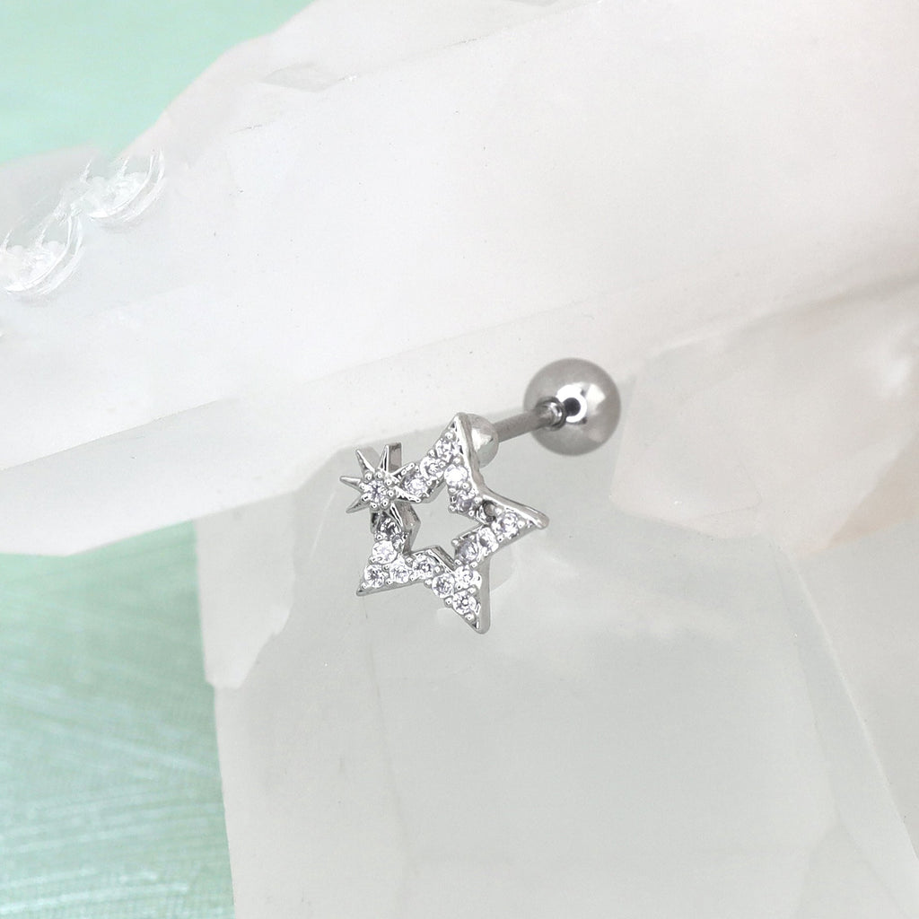 20G Thin Gauge Mini CZSta Earring Stud - 20G Thin Gauge Mini CZSta Earring Stud - Single by CRUXJEWELRY