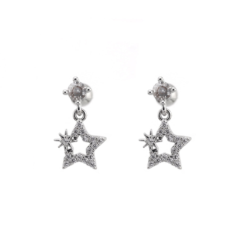 20G Thin Gauge Mini CZStar Dangle Earring Stud - 20G Thin Gauge Mini CZStar Dangle Earring Stud - Set by CRUXJEWELRY