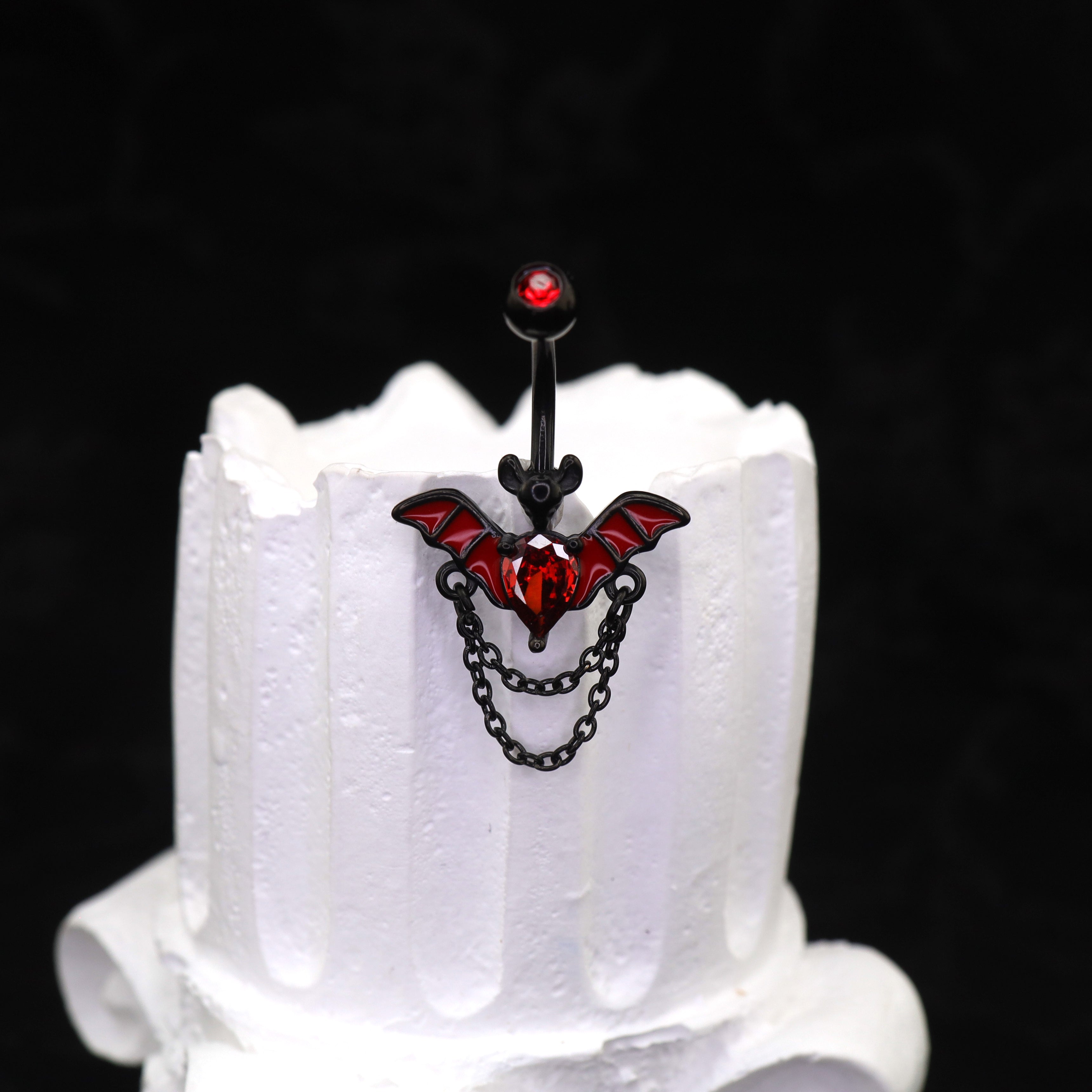 Bat CZ Dangle Belly Ring - Bat CZ Dangle Belly Ring - Sliver by CRUXJEWELRY