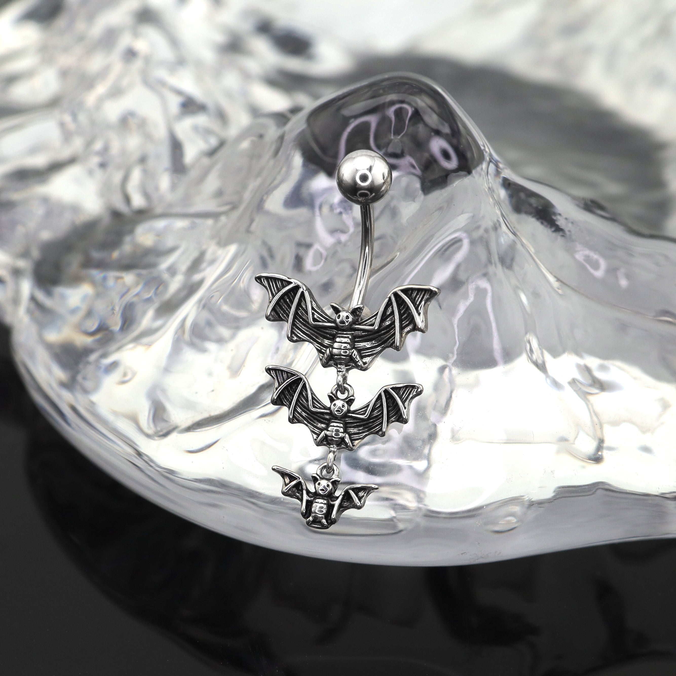 Triple Bat Design Navel Ring - Triple Bat Design Navel Ring - Default Title by CRUXJEWELRY