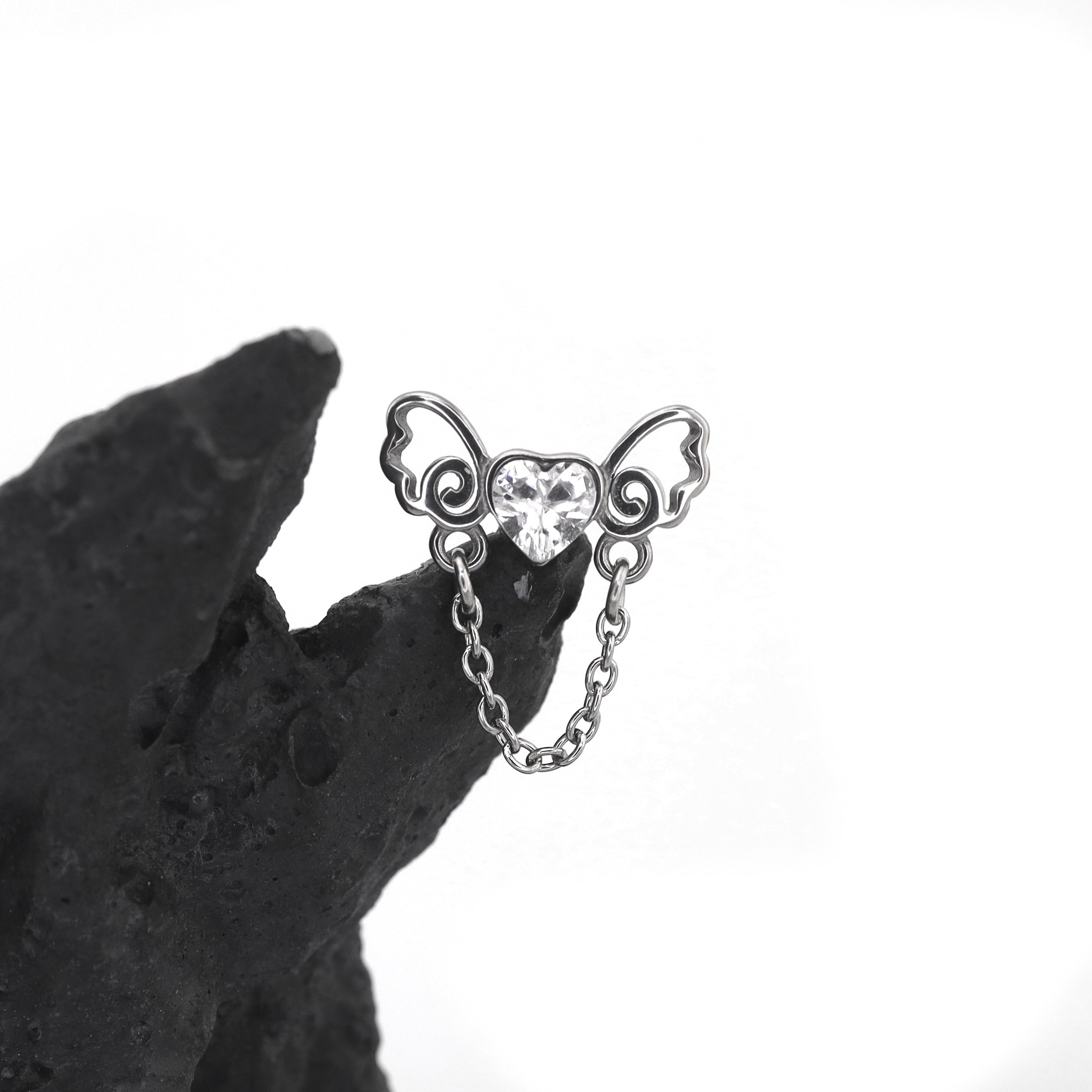 Heart CZ Bow Internally Threaded stainless steel Stud - Heart CZ Bow Internally Threaded stainless steel Stud - Default Title by CRUXJEWELRY