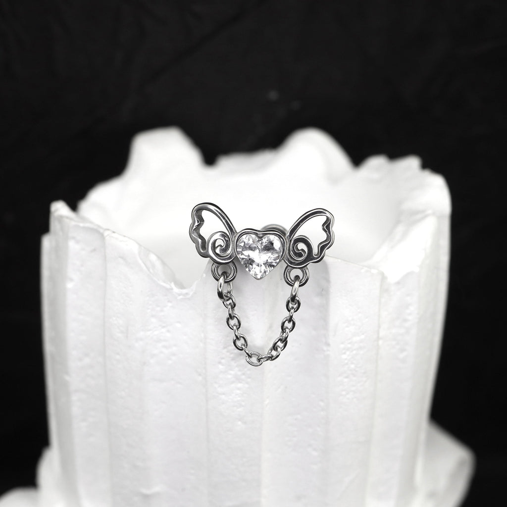 Heart CZ Bow Internally Threaded stainless steel Stud - Heart CZ Bow Internally Threaded stainless steel Stud - Default Title by CRUXJEWELRY