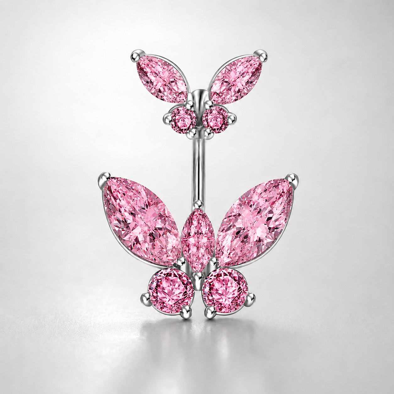 Anneau de nombril papillon en argent sterling S925 avec zircone cubique 