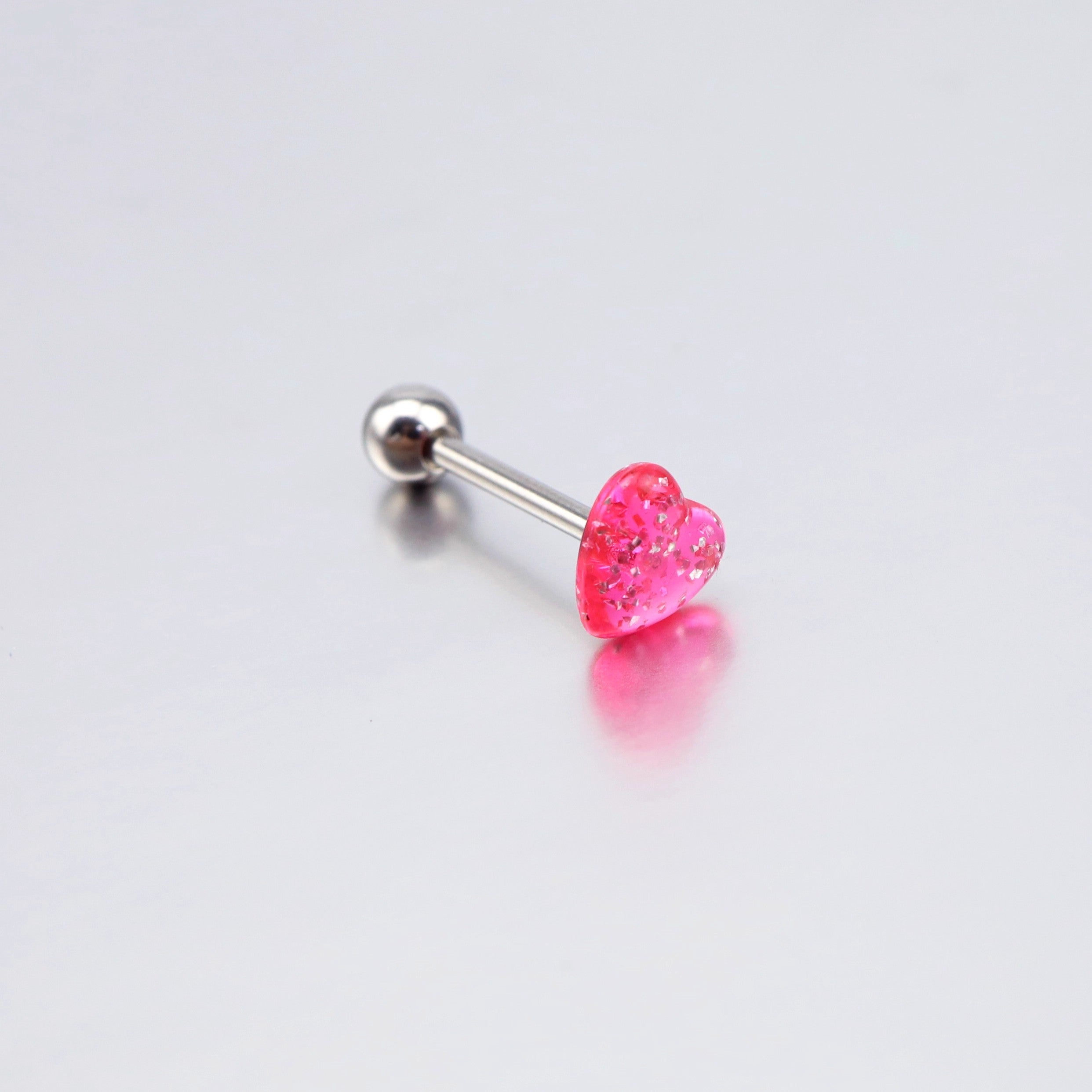 Heart-shaped Acrylic Tongue Stud - Heart-shaped Acrylic Tongue Stud - Pink / 12mm by CRUXJEWELRY